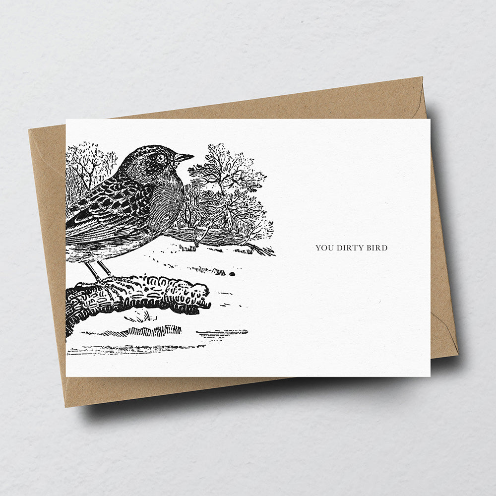 Bird Animal Woodblock Greeting Card by Dig The Earth