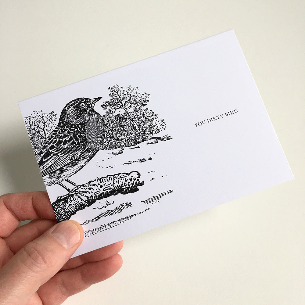 Bird Animal Woodblock Greeting Card by Dig The Earth