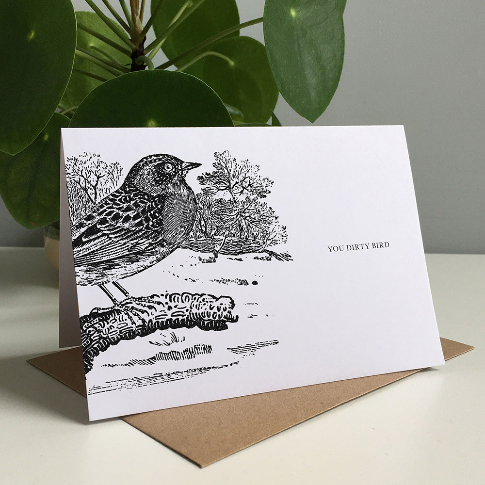 Bird Animal Woodblock Greeting Card by Dig The Earth