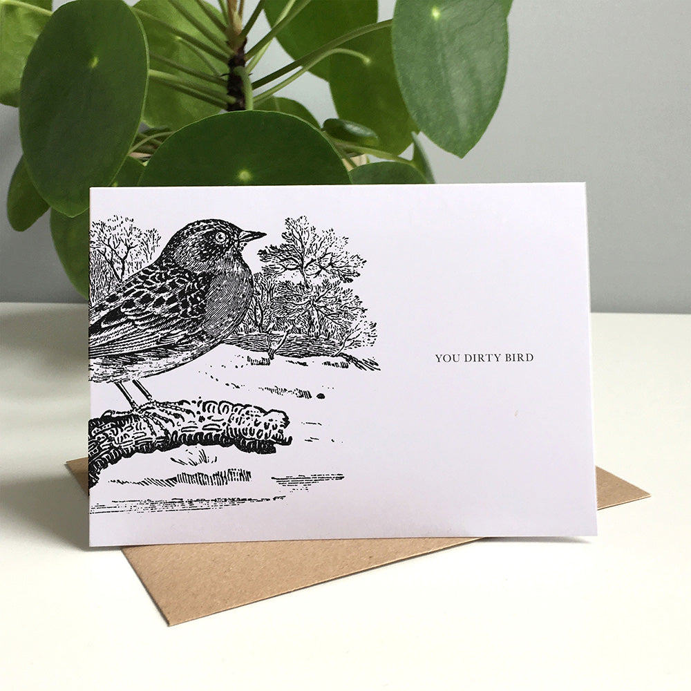 Bird Animal Woodblock Greeting Card by Dig The Earth