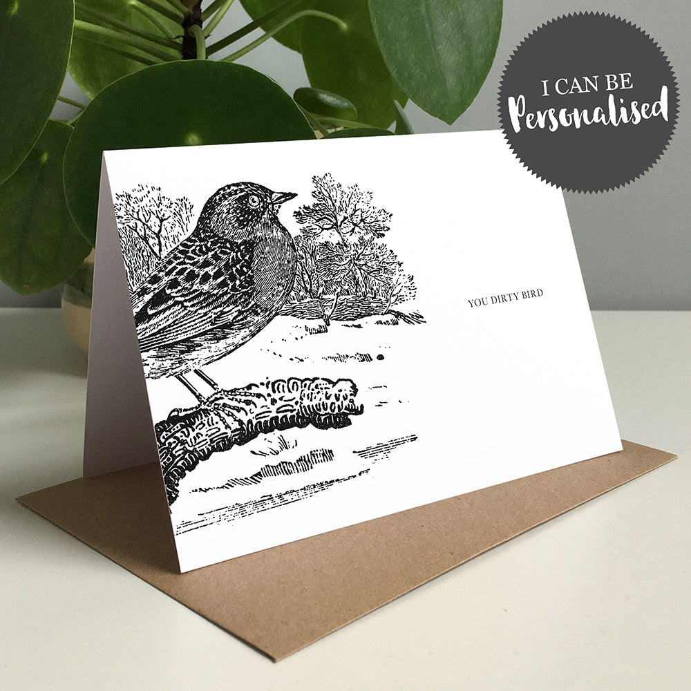 Bird Animal Woodblock Greeting Card by Dig The Earth