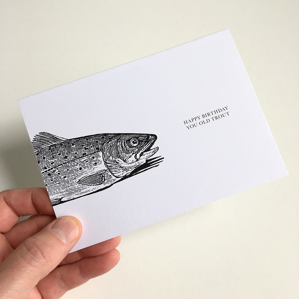 Trout Animal Woodblock Greeting Card by Dig The Earth