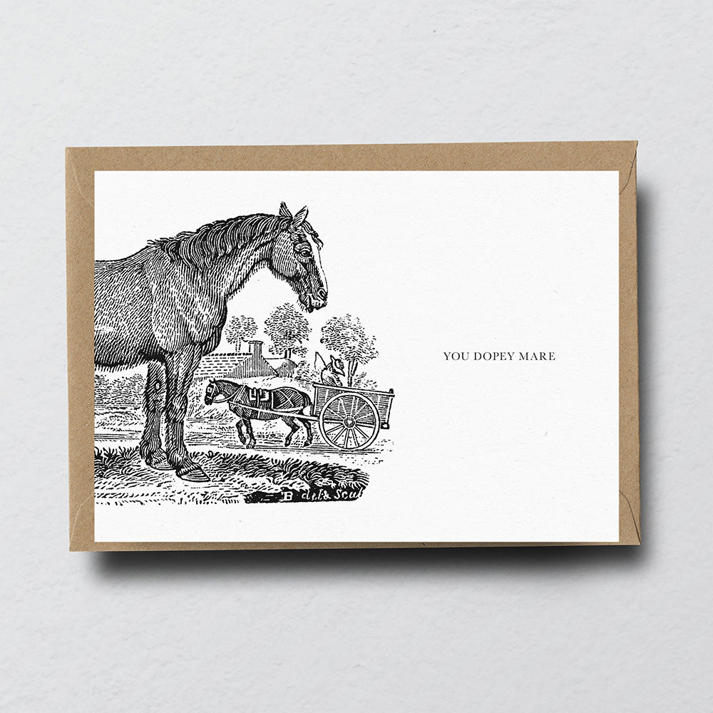 Horse Animal Woodblock Greeting Card by Dig The Earth