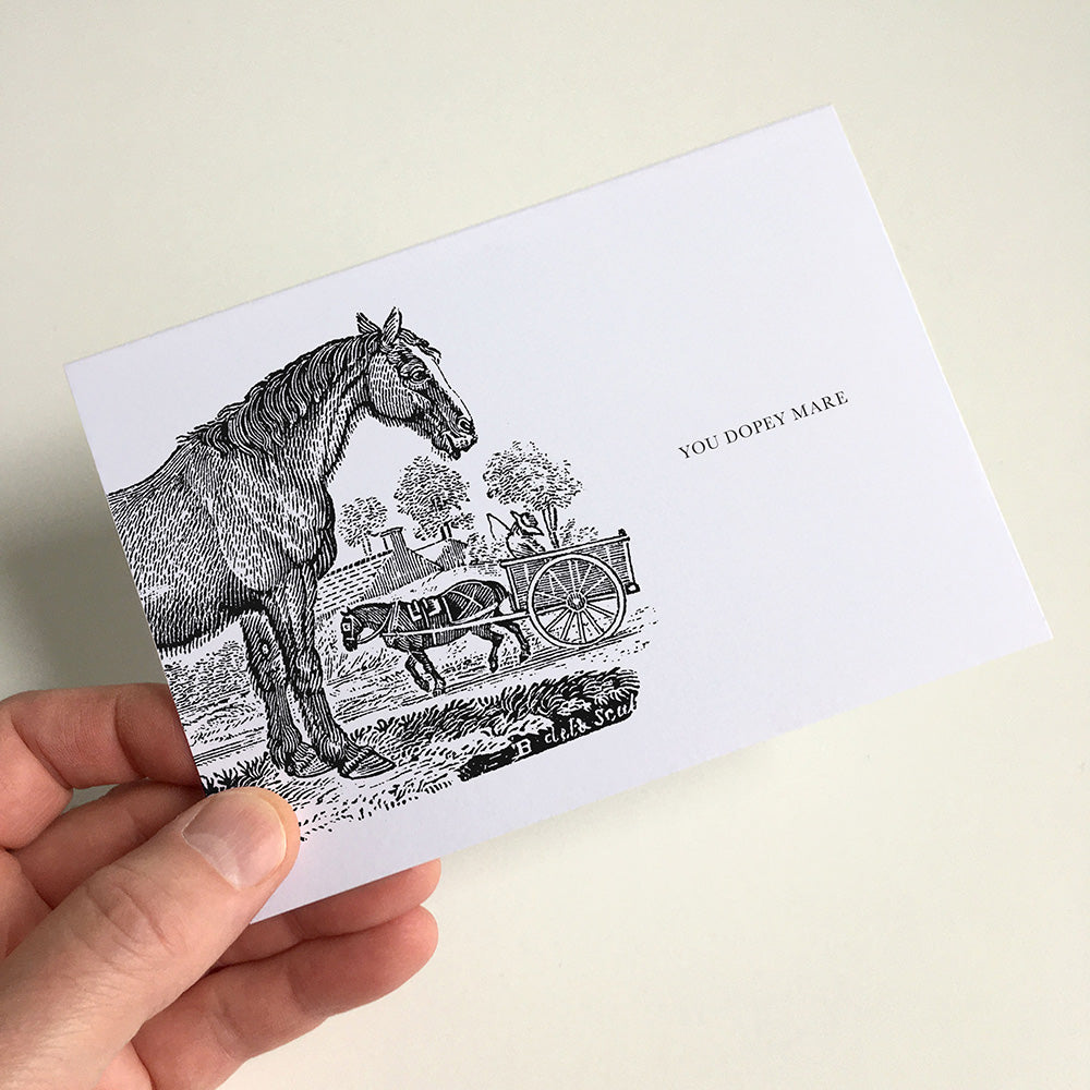 Horse Animal Woodblock Greeting Card by Dig The Earth