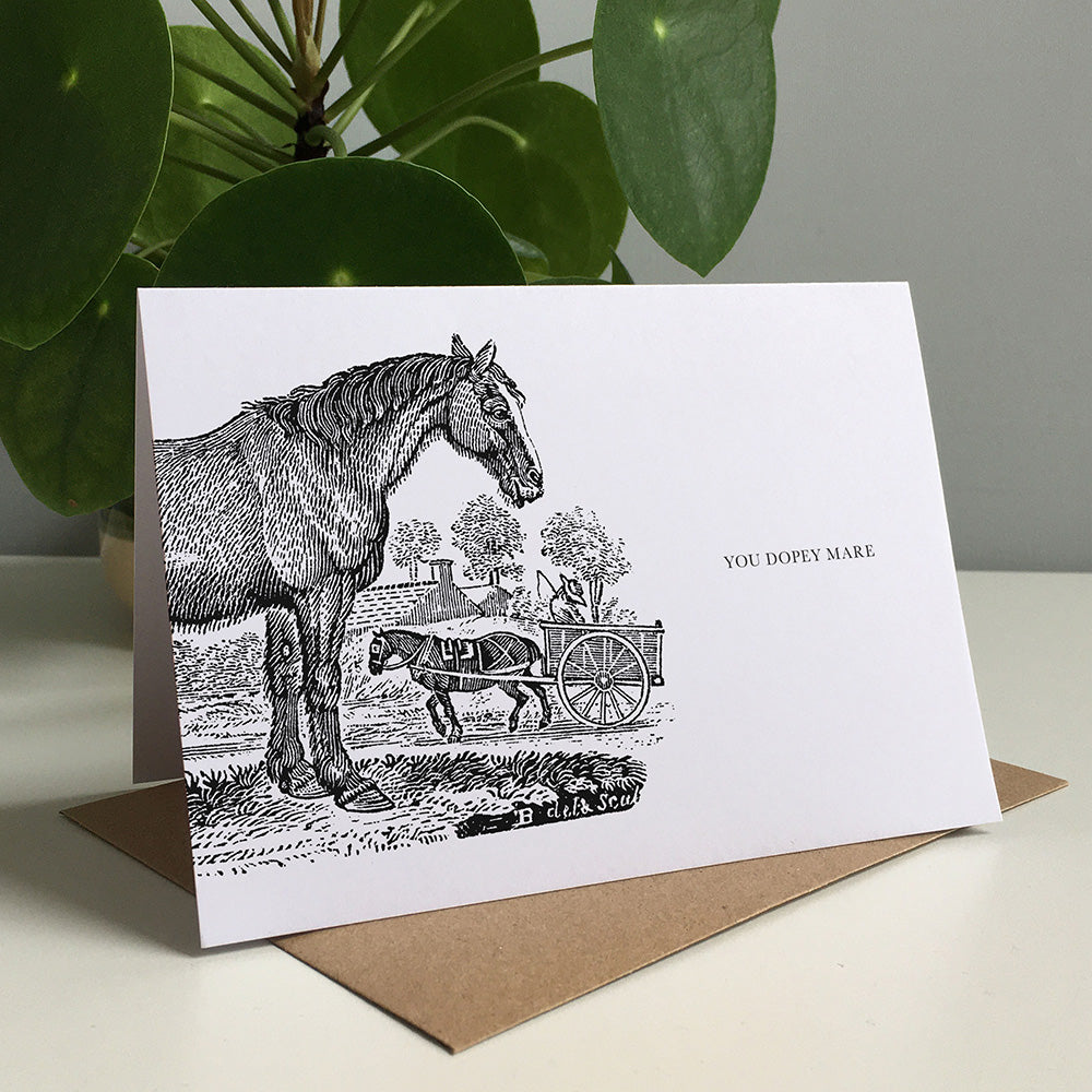 Horse Animal Woodblock Greeting Card by Dig The Earth