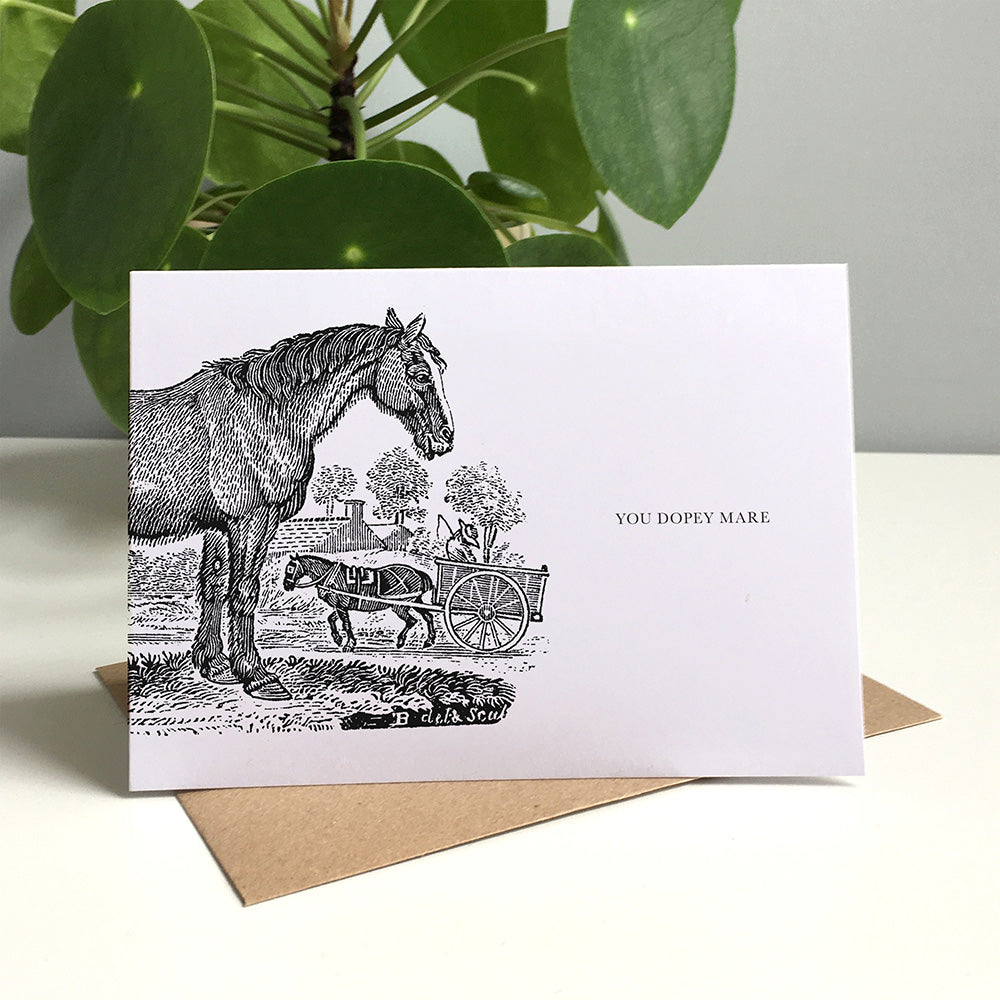 Horse Animal Woodblock Greeting Card by Dig The Earth