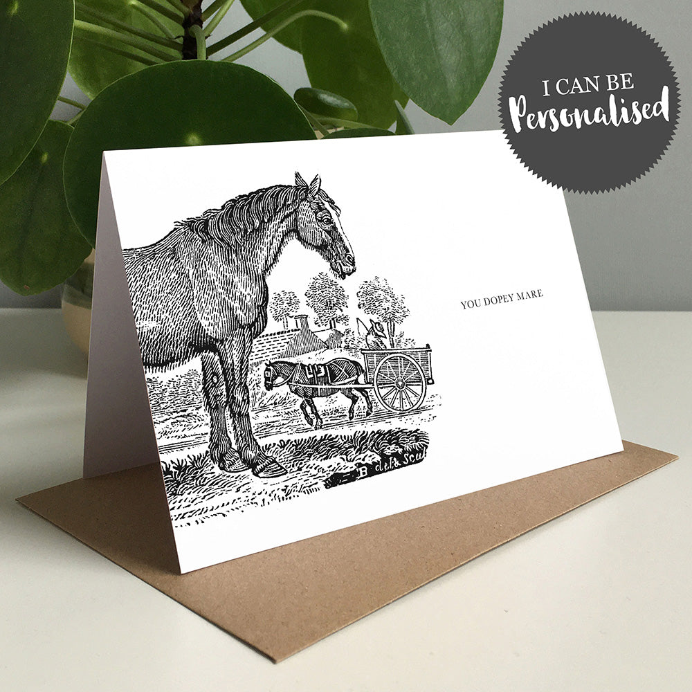 Horse Animal Woodblock Greeting Card by Dig The Earth