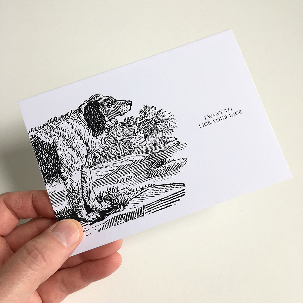 Dog Animal Woodblock Greeting Card by Dig The Earth