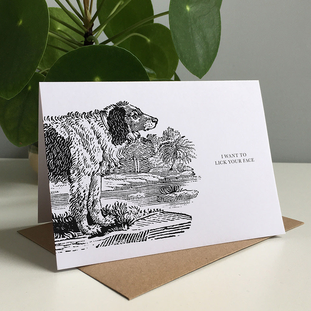 Dog Animal Woodblock Greeting Card by Dig The Earth