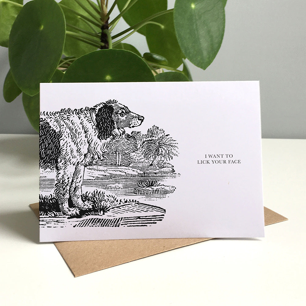 Dog Animal Woodblock Greeting Card by Dig The Earth