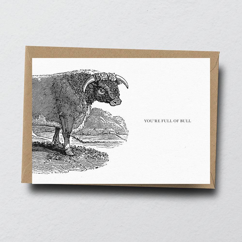 Bull Animal Woodblock Greeting Card by Dig The Earth