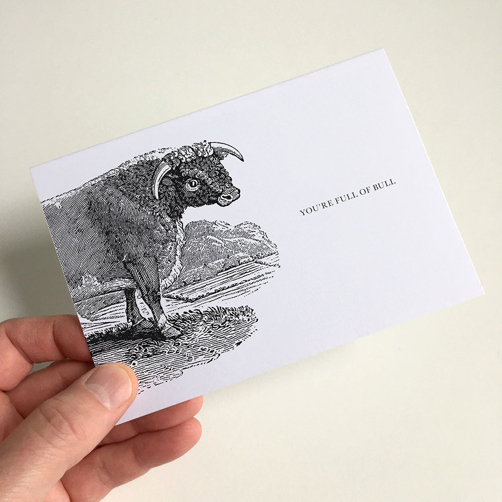 Bull Animal Woodblock Greeting Card by Dig The Earth
