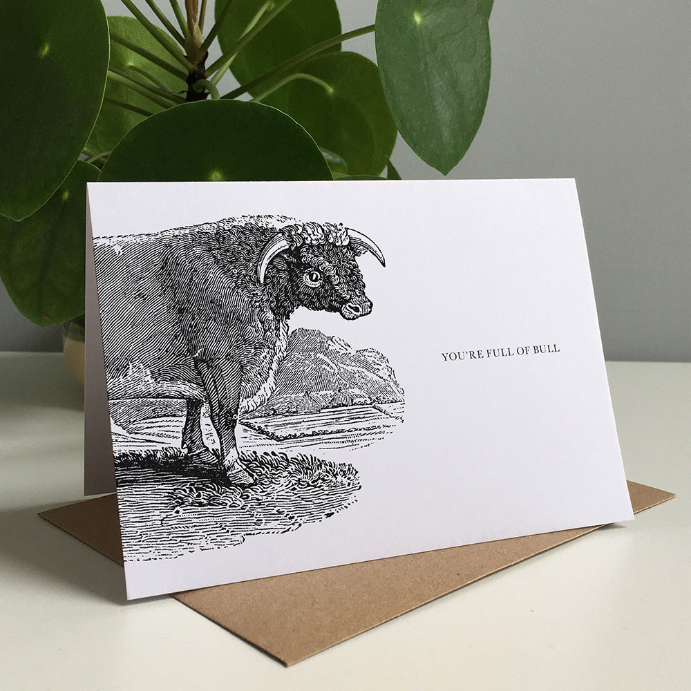 Bull Animal Woodblock Greeting Card by Dig The Earth