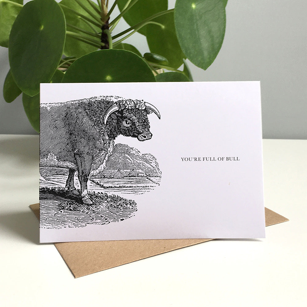 Bull Animal Woodblock Greeting Card by Dig The Earth
