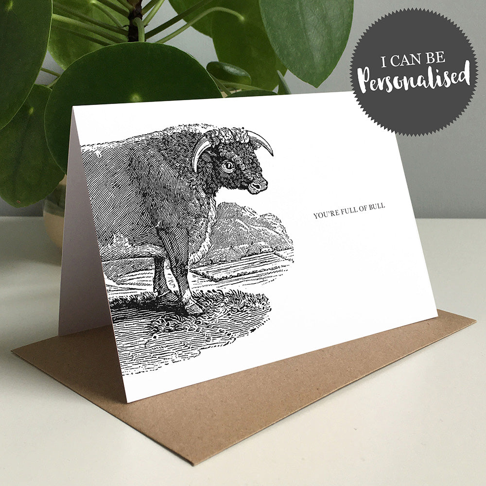 Bull Animal Woodblock Greeting Card by Dig The Earth