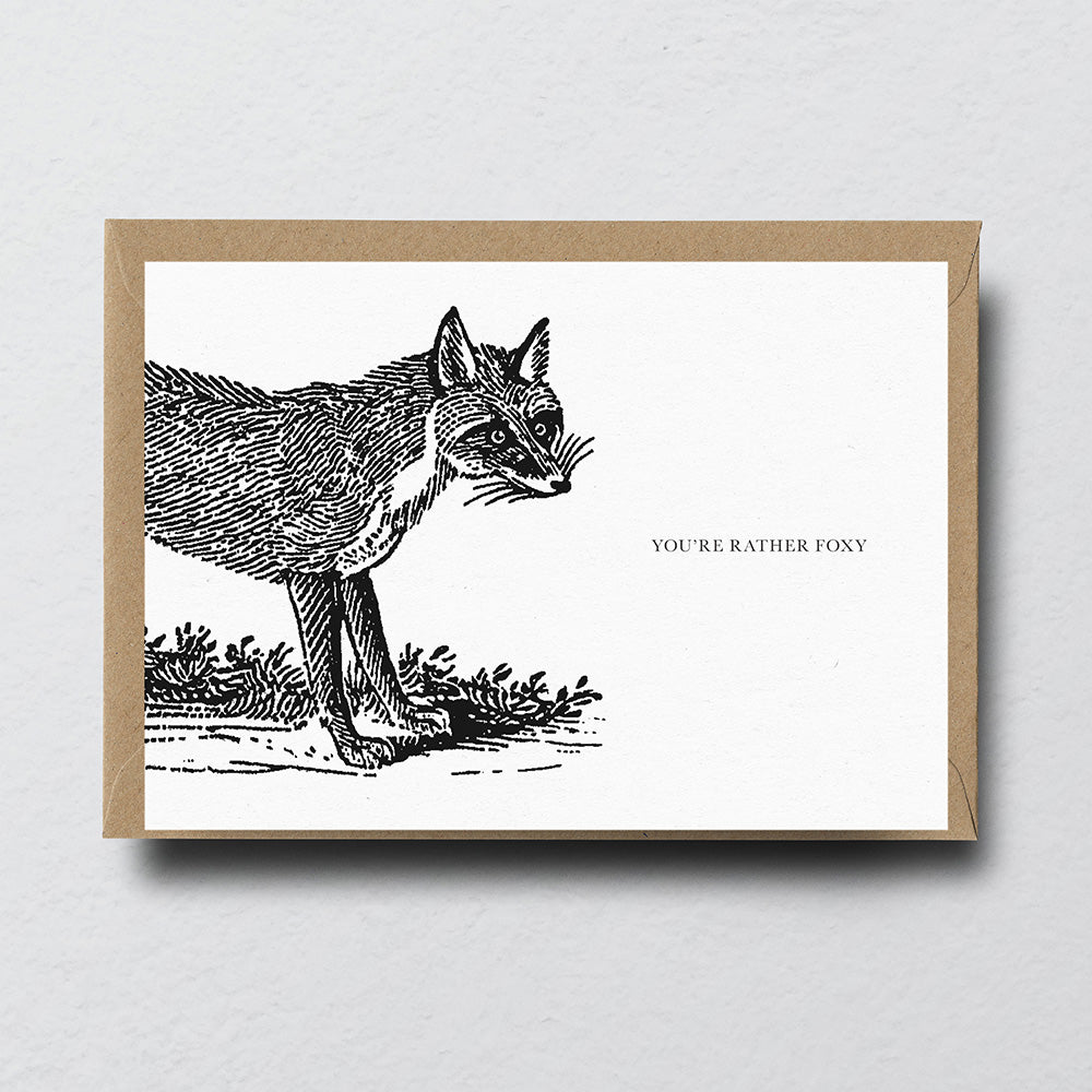 Fox Animal Woodblock Greeting Card by Dig The Earth