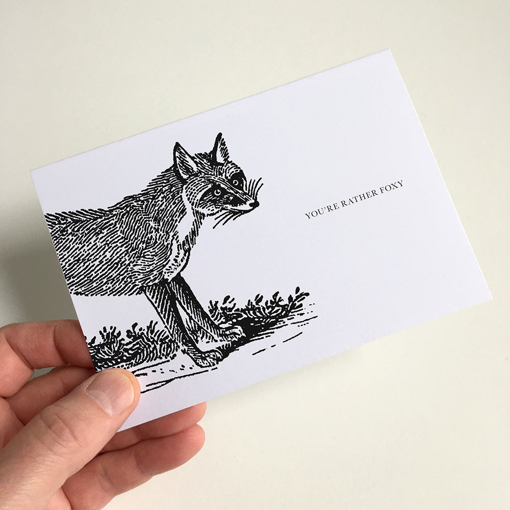 Fox Animal Woodblock Greeting Card by Dig The Earth