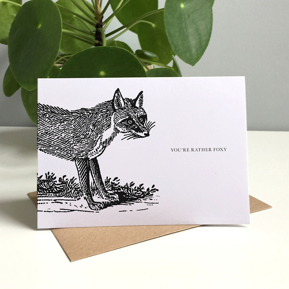 Fox Animal Woodblock Greeting Card by Dig The Earth