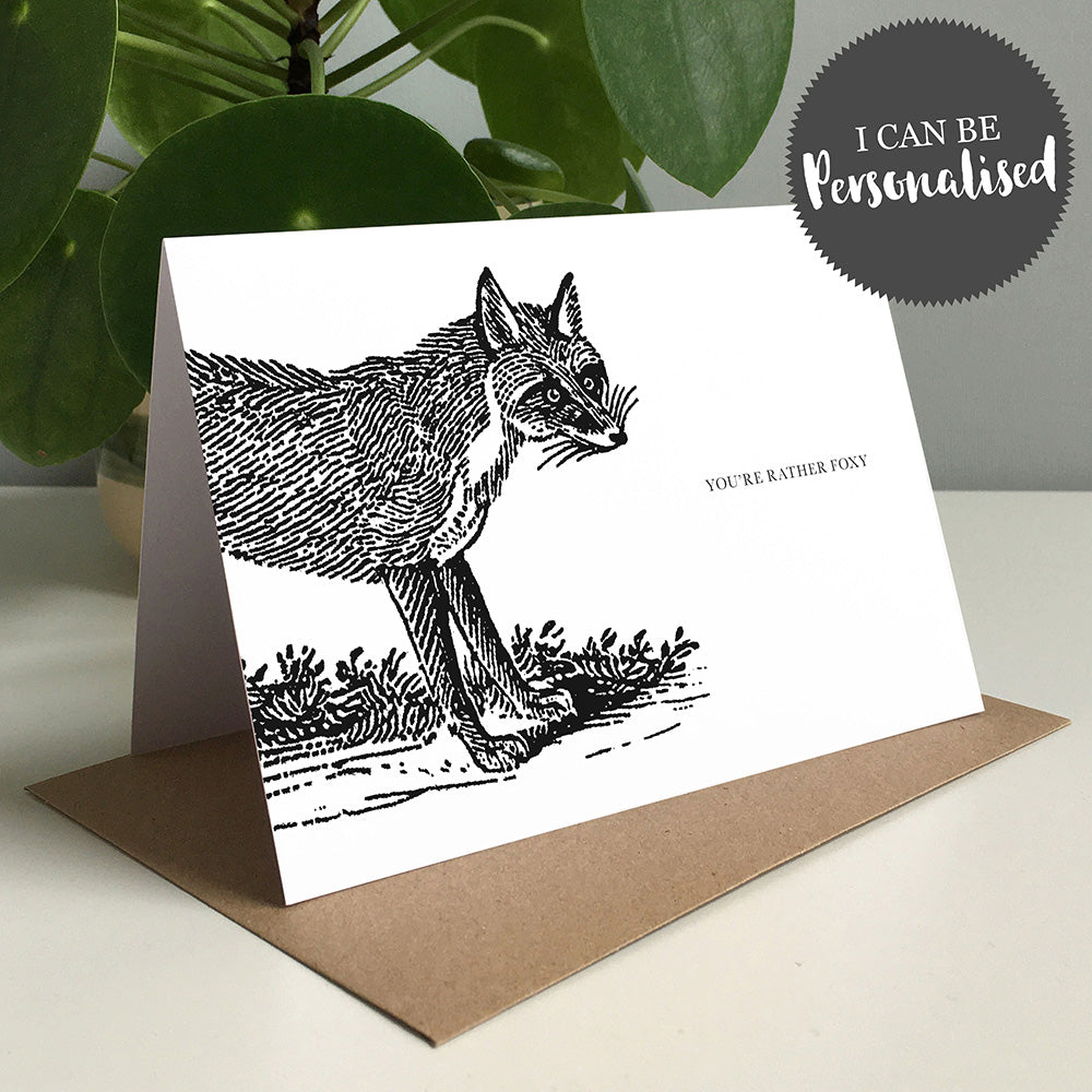 Fox Animal Woodblock Greeting Card by Dig The Earth