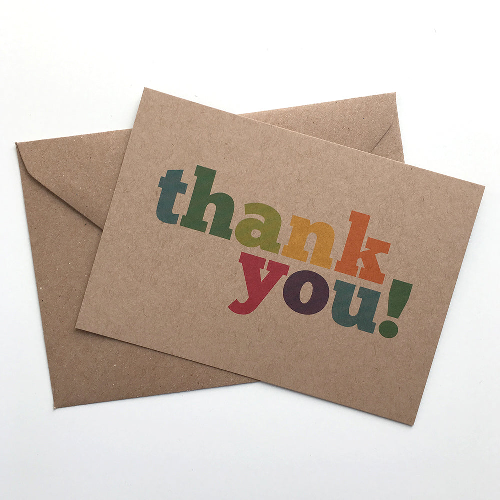 Thank You Colourful Postcard Note Cards by Dig The Earth