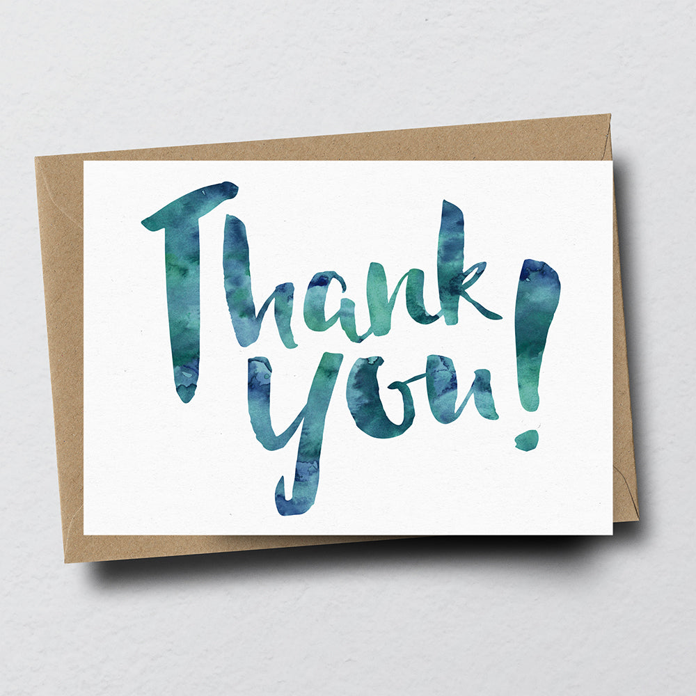 Thank You Inky Watercolour Greeting Card by Dig The Earth