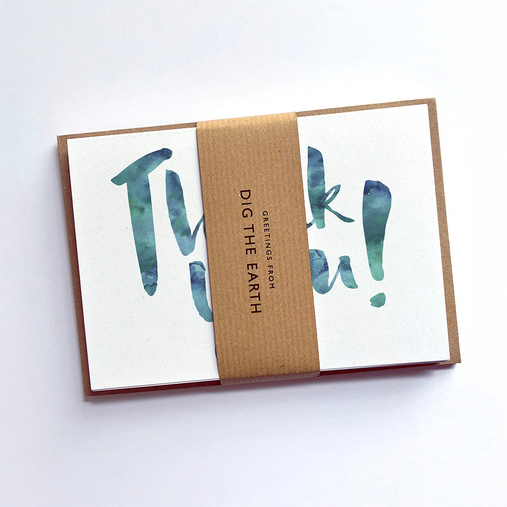 Thank You Inky Watercolour Greeting Card by Dig The Earth