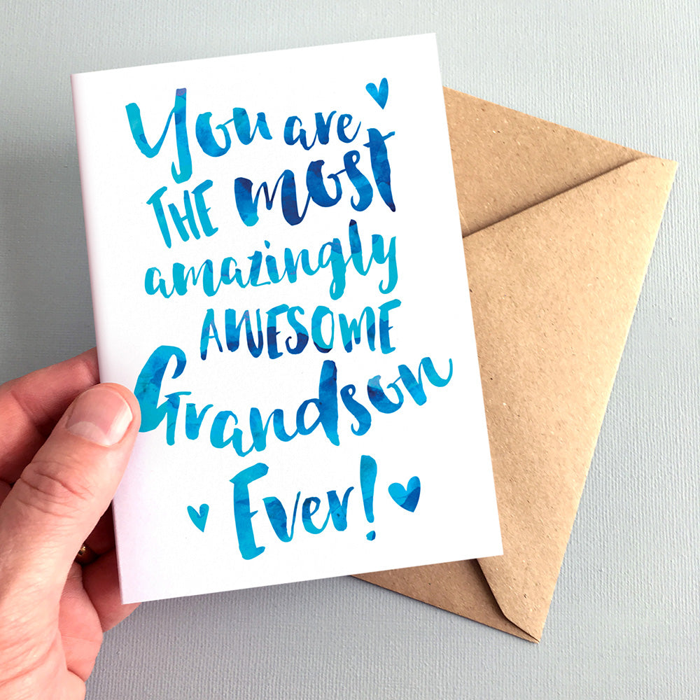 The Most Amazingly Awesome Grandson Greeting Card by Dig The Earth