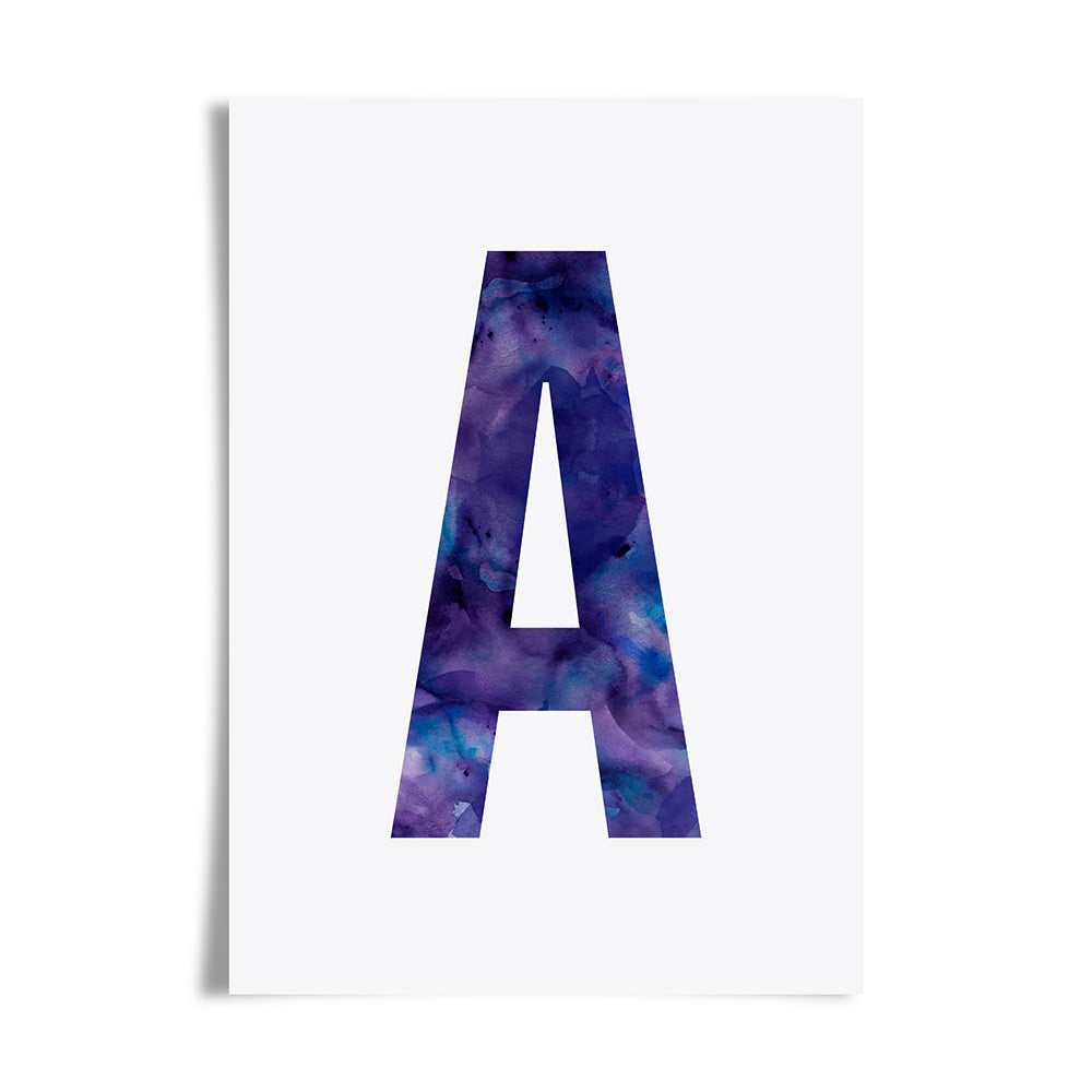 Watercolour Alphabet Initial Art Print by Dig The Earth