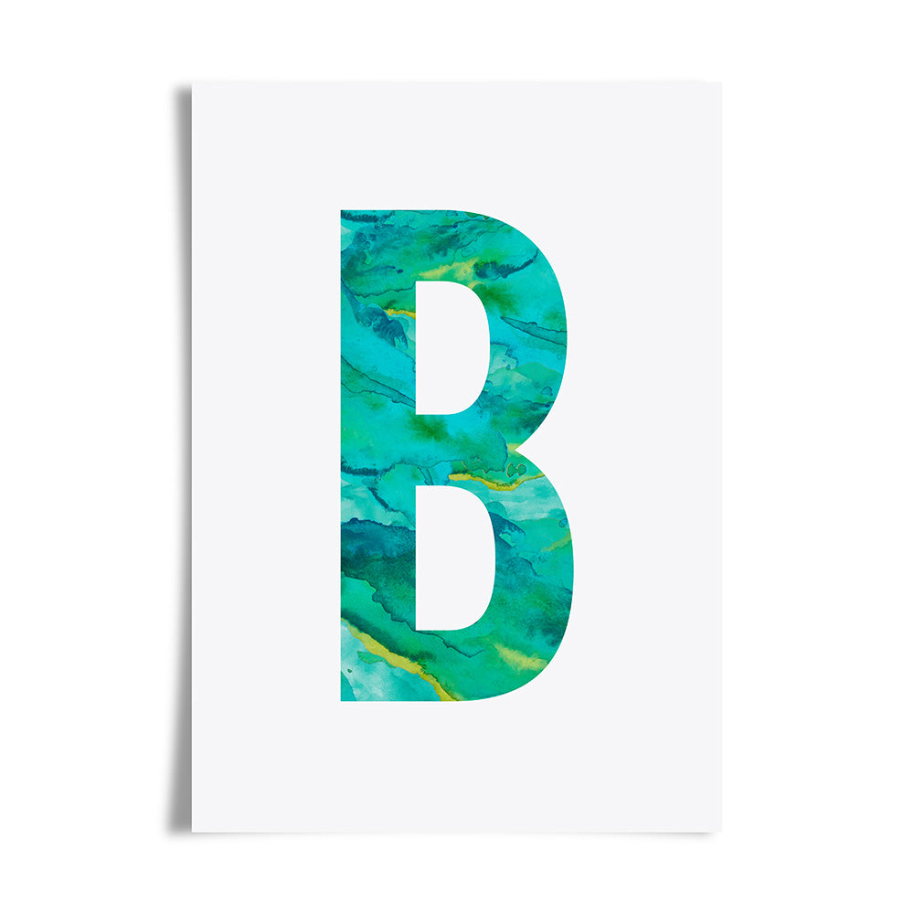 Watercolour Alphabet Initial Art Print by Dig The Earth