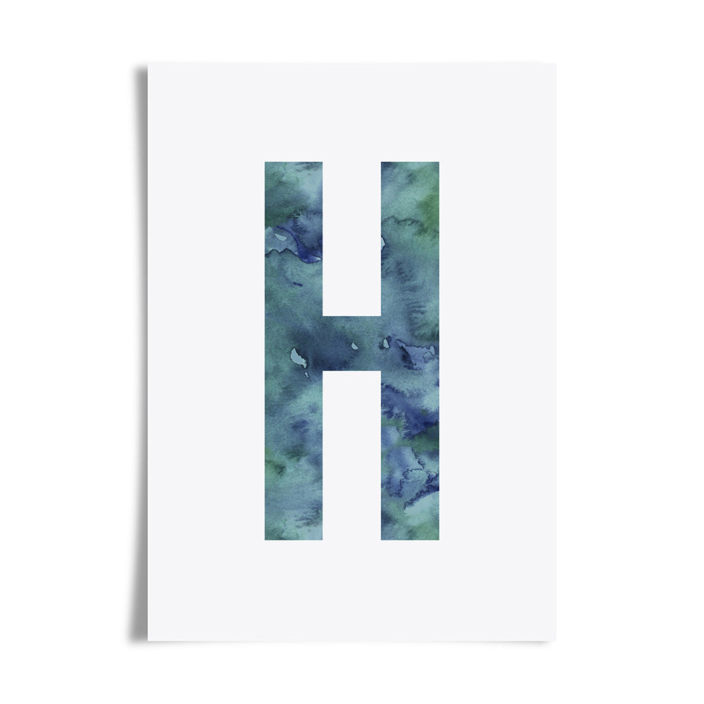 Watercolour Alphabet Initial Art Print by Dig The Earth