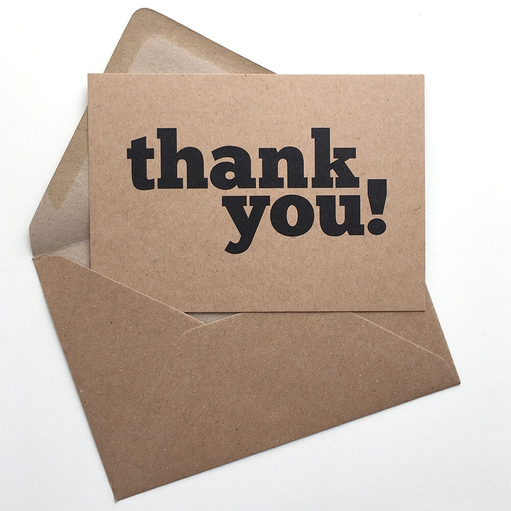 Thank You x 12 Mono Postcard Note Cards