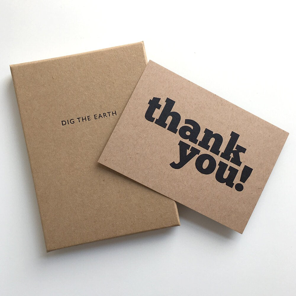 Thank You x 12 Mono Postcard Note Cards
