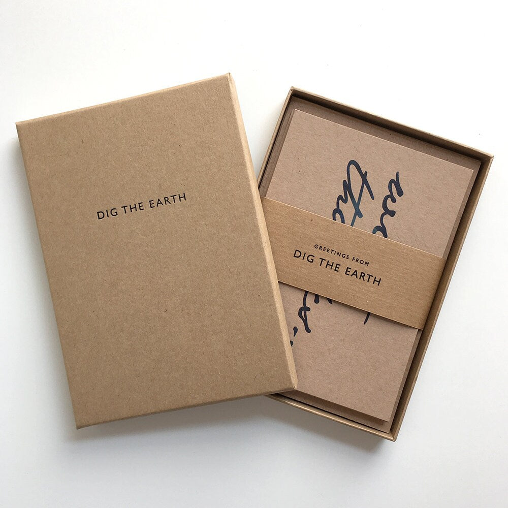 With Thanks x 12 Inky Script Postcard Note Cards