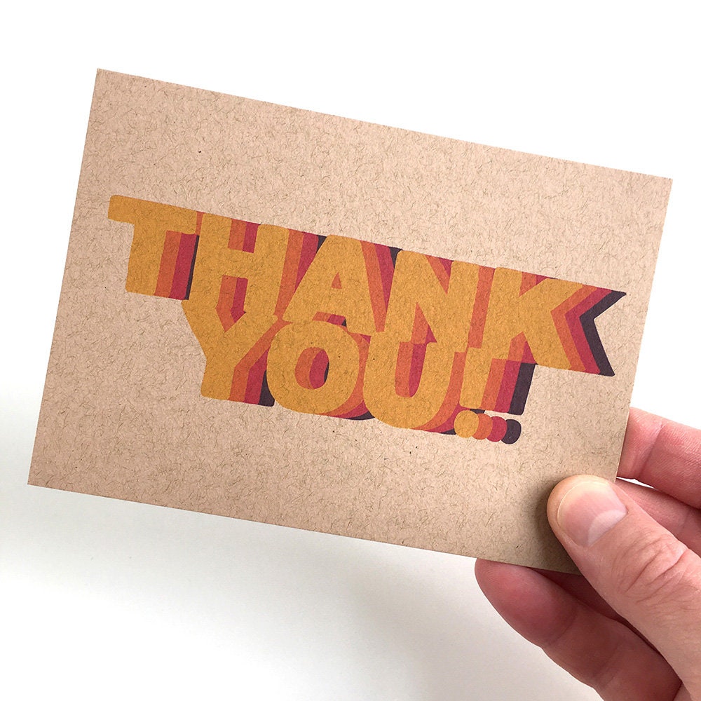 Thank You x 12 Colourful Repeat Postcard Note Cards