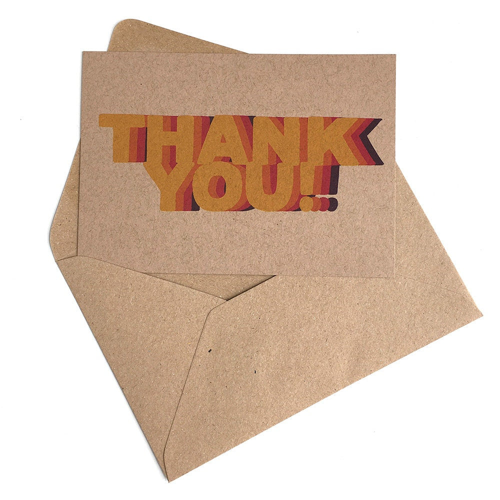 Thank You x 12 Colourful Repeat Postcard Note Cards