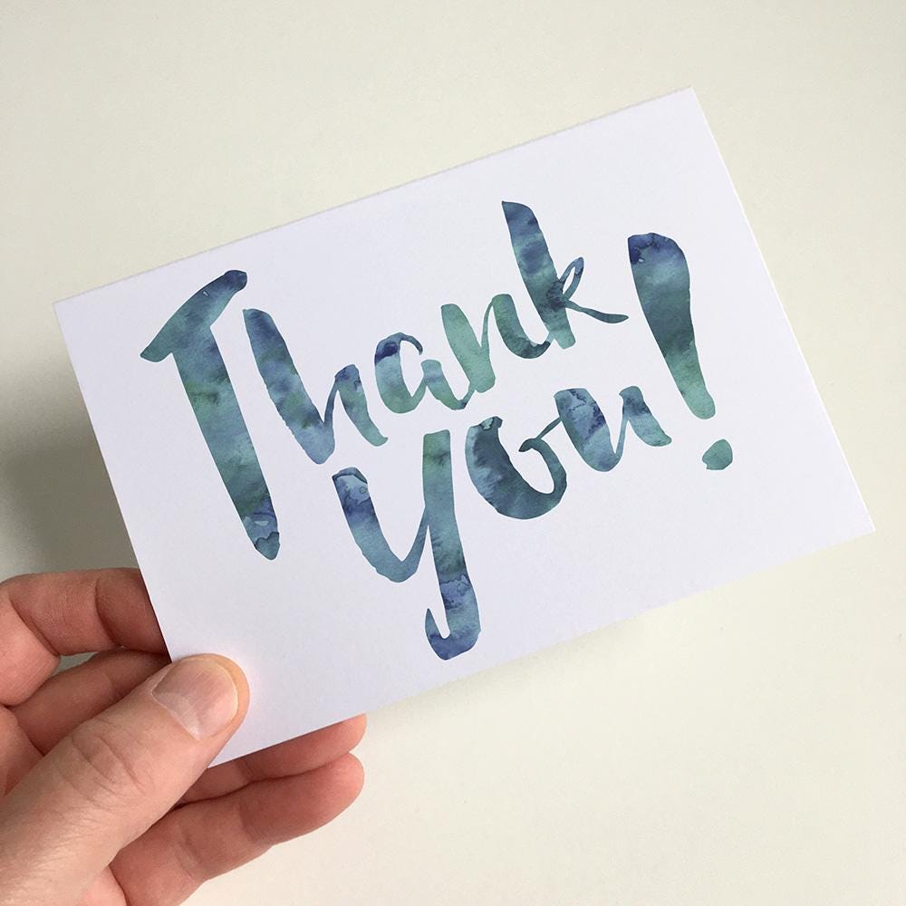 Thank You x 8 Inky Watercolour Greeting Cards