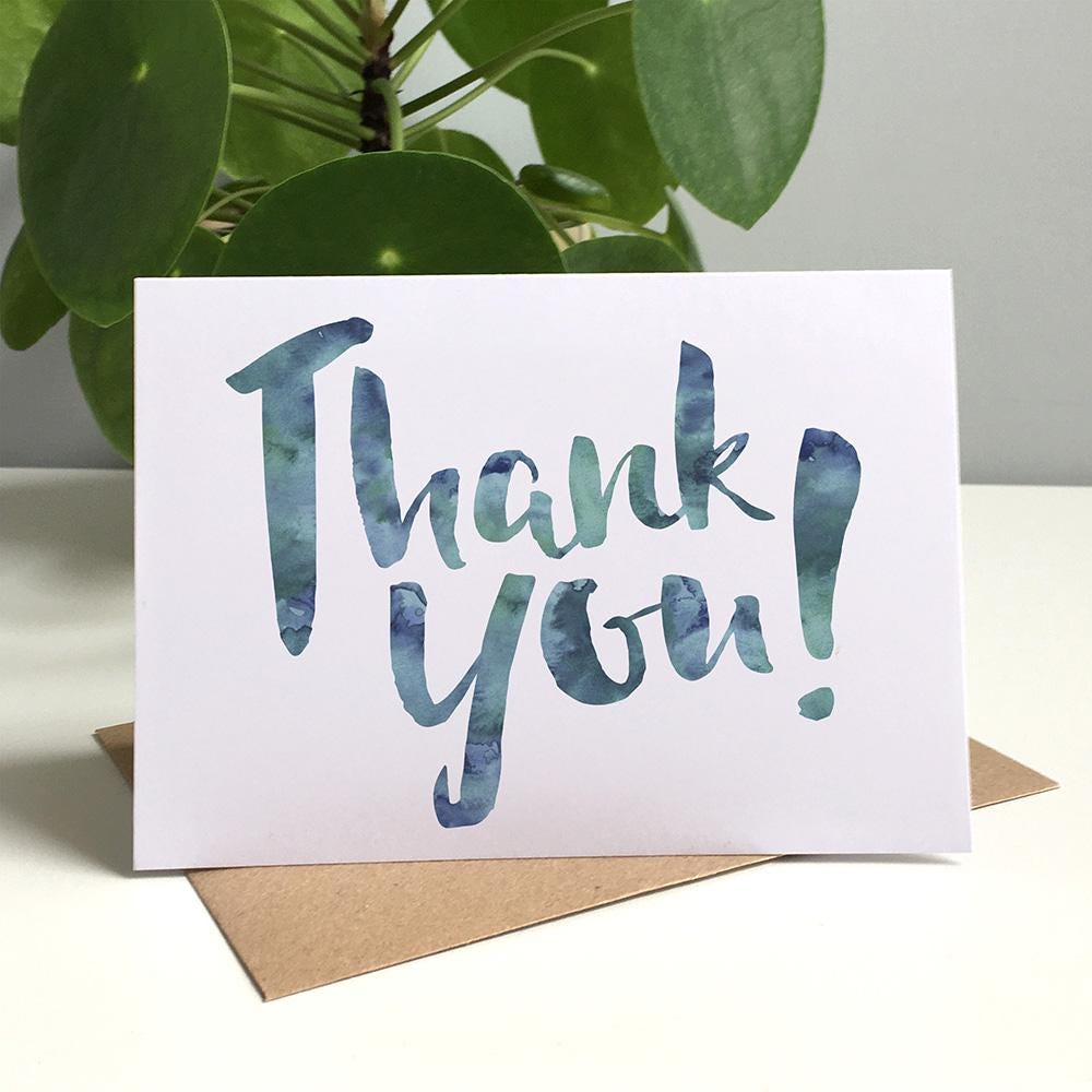 Thank You x 8 Inky Watercolour Greeting Cards