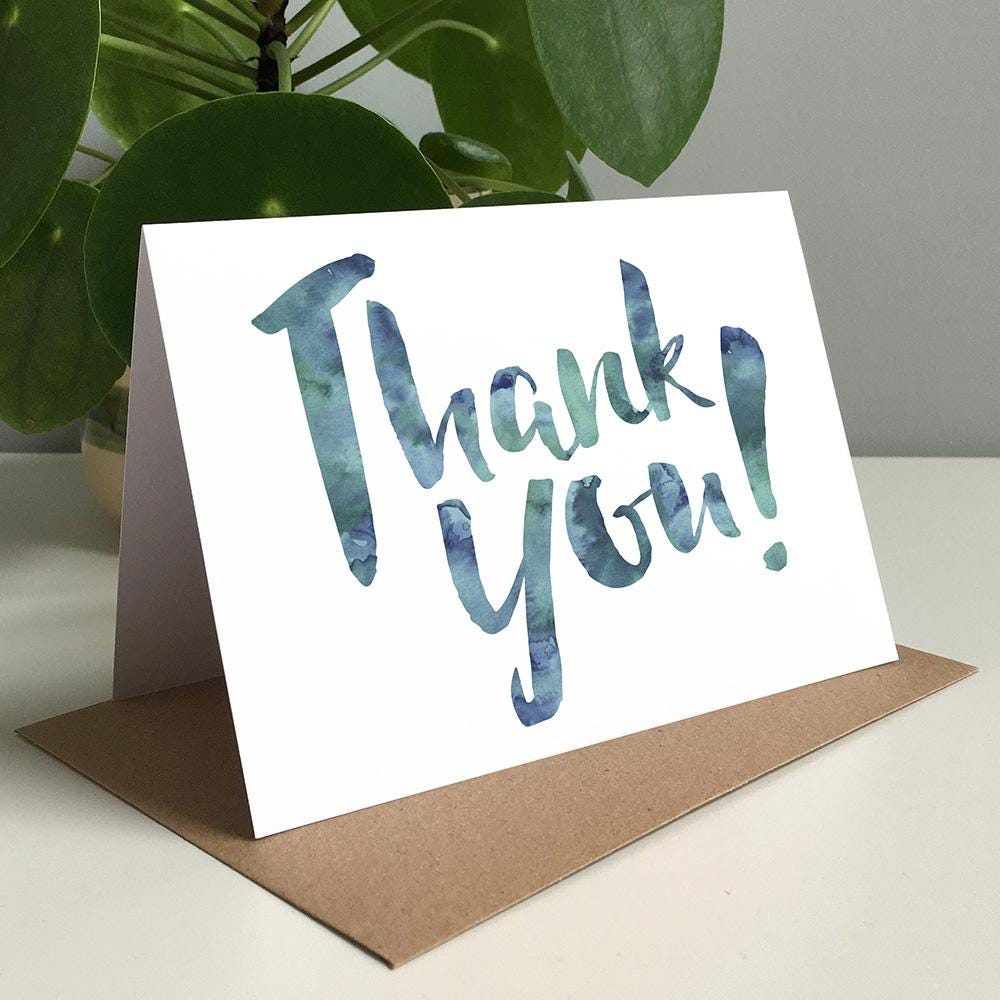 Thank You x 8 Inky Watercolour Greeting Cards