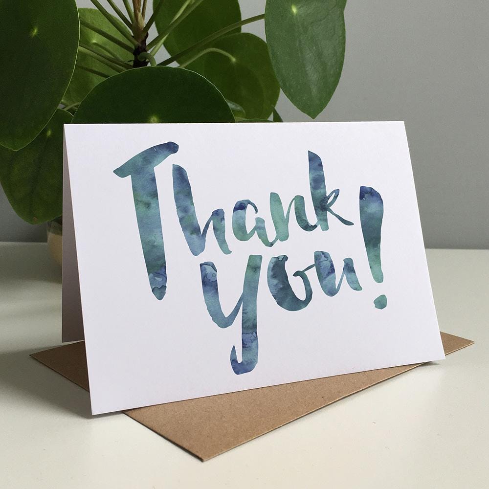 Thank You x 8 Inky Watercolour Greeting Cards