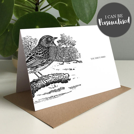 Bird Animal Woodblock Greeting Card by Dig The Earth