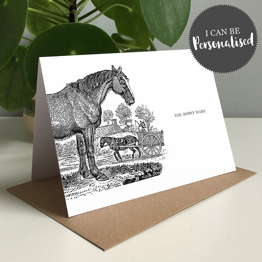 Horse Animal Woodblock Greeting Card by Dig The Earth