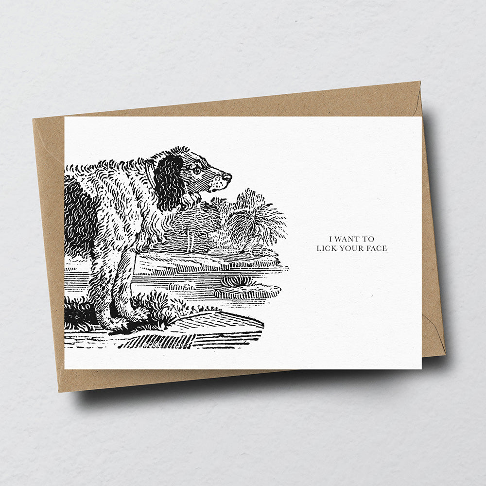 Dog Animal Woodblock Greeting Card by Dig The Earth