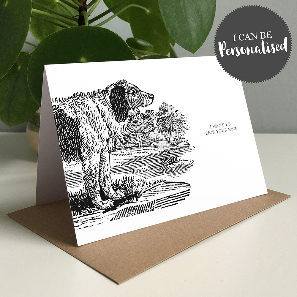 Dog Animal Woodblock Greeting Card by Dig The Earth