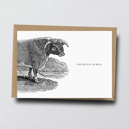 Bull Animal Woodblock Greeting Card by Dig The Earth