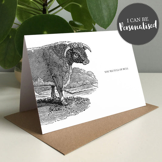 Bull Animal Woodblock Greeting Card by Dig The Earth