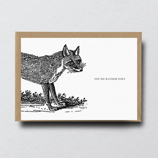 Fox Animal Woodblock Greeting Card by Dig The Earth