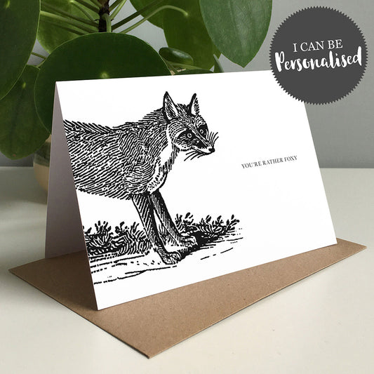 Fox Animal Woodblock Greeting Card by Dig The Earth