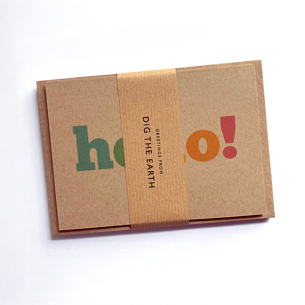 Hello Colourful Postcard Note Cards by Dig The Earth