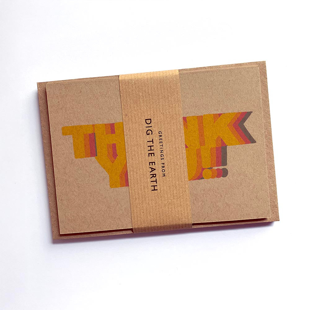 Thank You Colourful Repeat Postcard Note Cards by Dig The Earth