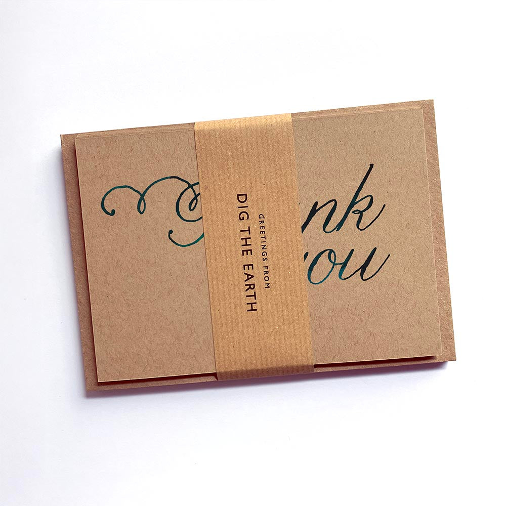 Thank You Script Postcard Note Cards by Dig The Earth